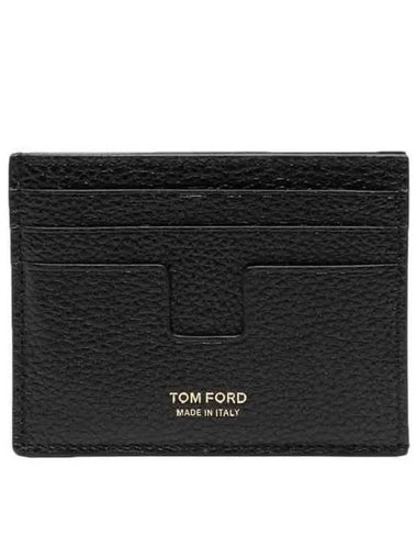 T-Line Logo Grain Leather Card Wallet Black - TOM FORD - BALAAN 1