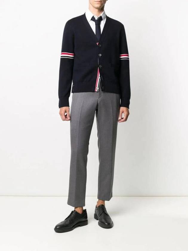 Milano Stitch Sprite Armband Cotton V-neck Cardigan Navy - THOM BROWNE - BALAAN 3