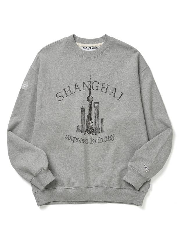 Shanghai Landmark Sweatshirt Gray Melange - EXPRESSHOLIDAY - BALAAN 2