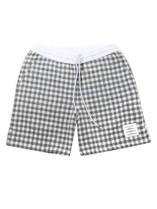 Gingham Check Cotton Shorts Grey - THOM BROWNE - BALAAN 2