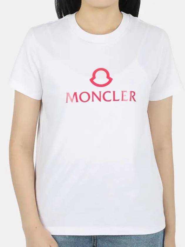 Women's Logo Round Neck Short Sleeve White 8C00006 809CR 001 - MONCLER - BALAAN 2