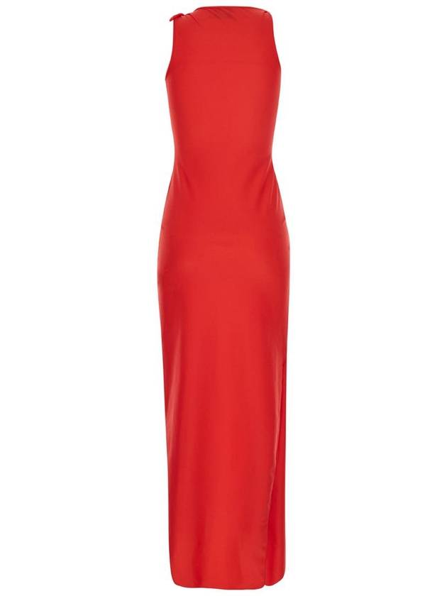 Long Red Dress With Roses Appliqué In Stretch Fabric Woman - COPERNI - BALAAN 2