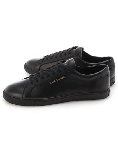 Andy Embossed Logo Leather Low Top Sneakers Black - SAINT LAURENT - BALAAN 2