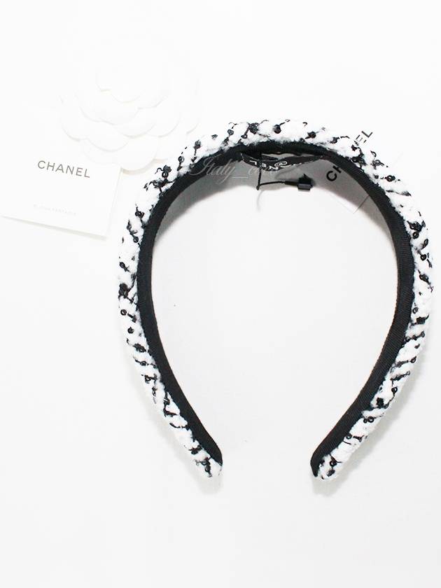 Cotton Tweed White Black Hairband AA9458 B14121 NR519 - CHANEL - BALAAN 2