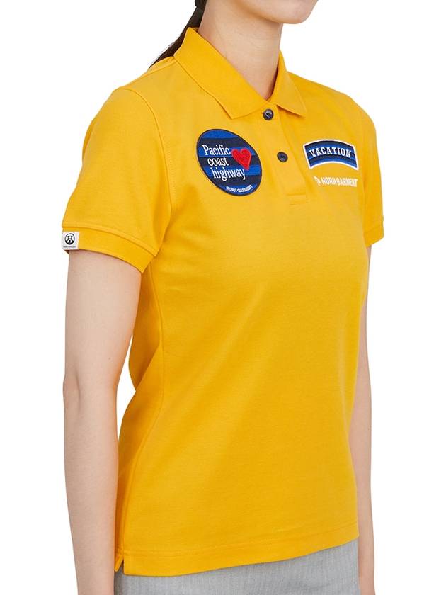 Women’s Goody Emblem Short Sleeve PK Shirt Yellow - HORN GARMENT - BALAAN 4