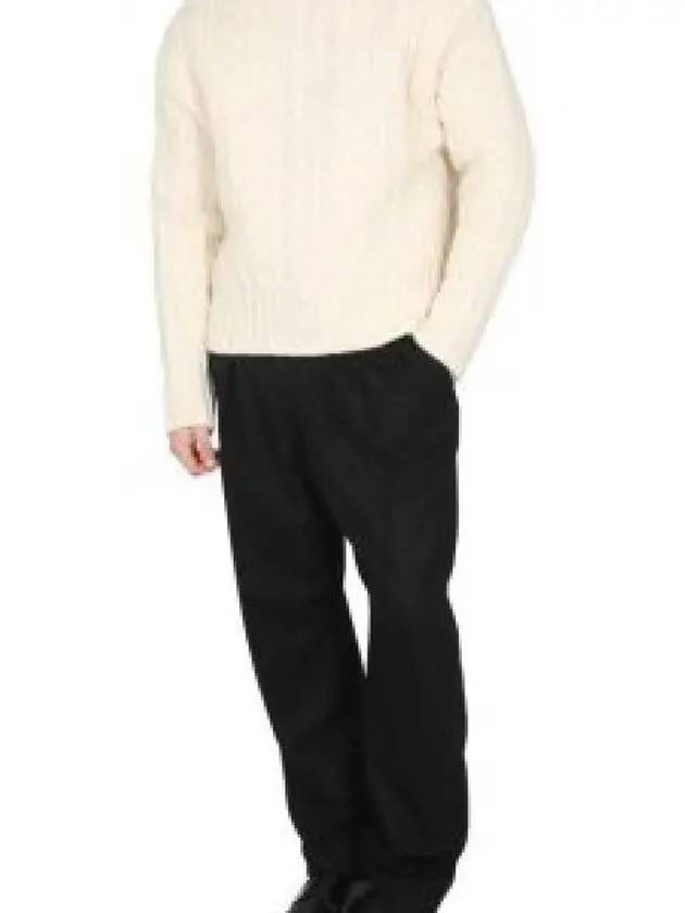 Cable Crew Neck Wool Knit Top Offwhite - AMI - BALAAN 2