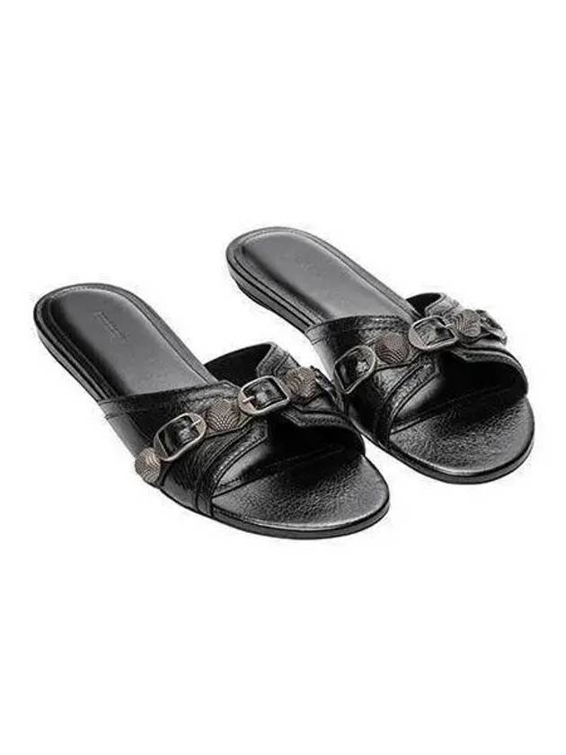 Women s Cargoll Leather Flat Sandals Black 694342 WAD4E - BALENCIAGA - BALAAN 1