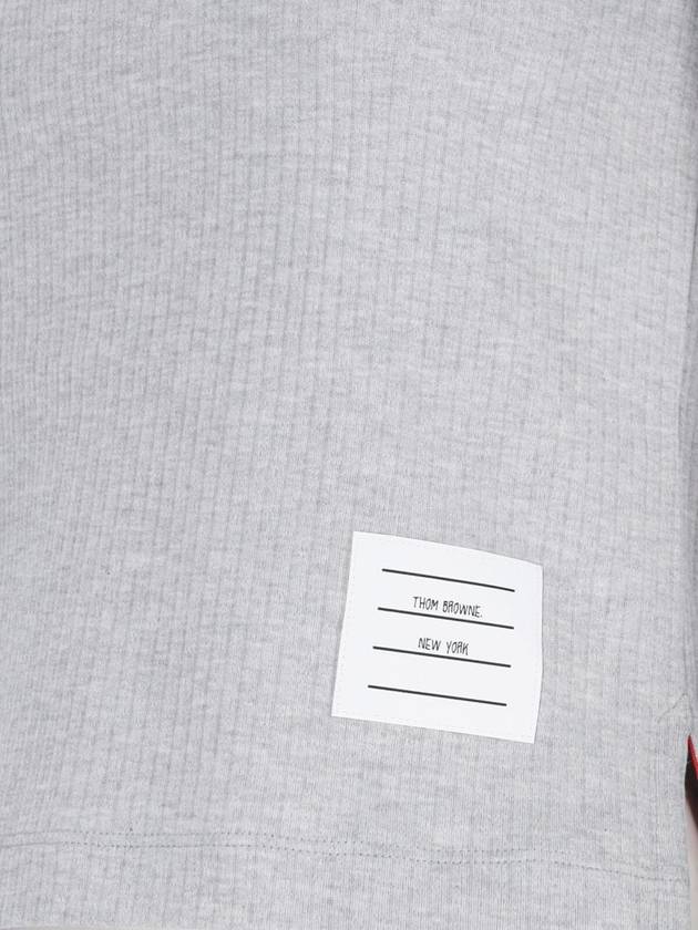 Three Stripes High Twist Rib Polo Shirt Grey - THOM BROWNE - BALAAN 5