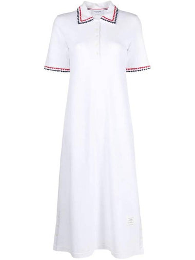 RWB Trimmed Polo Cotton Midi Dress White - THOM BROWNE - BALAAN 1