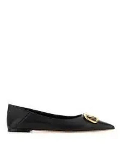 V Logo Pointed Toe Ballerina Flats Black - VALENTINO - BALAAN 2