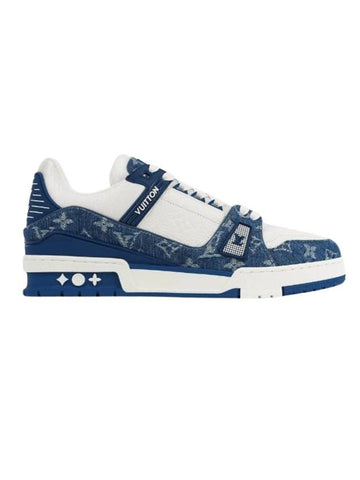 LV Trainer Denim Low Top Sneakers White Blue - LOUIS VUITTON - BALAAN 1