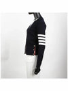 Milano Stitch 4 Bar Classic V Neck Fine Merino Wool Cardigan Navy - THOM BROWNE - BALAAN 4