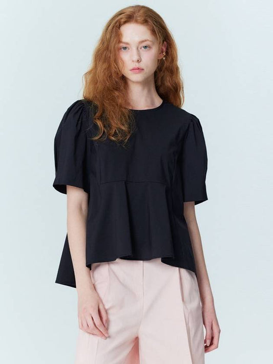 Ribbon detail peplum blouse black - OPENING SUNSHINE - BALAAN 1