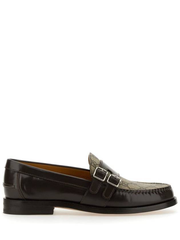 Leather GG Fabric Insert Loafers Dark Brown - GUCCI - BALAAN 2