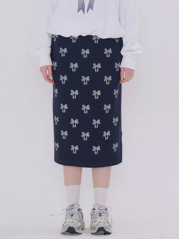 Ribbon Printing H Line Skirt Navy - METAPHER - BALAAN 4