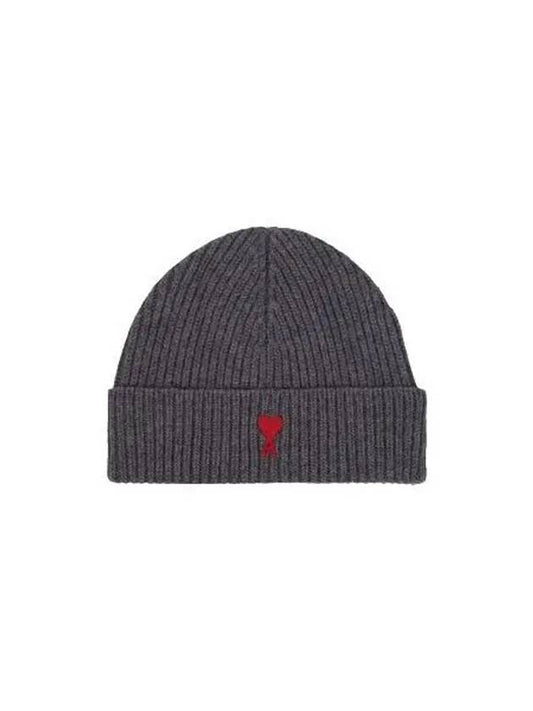 Embroidered Logo Wool Beanie Grey - AMI - BALAAN 2