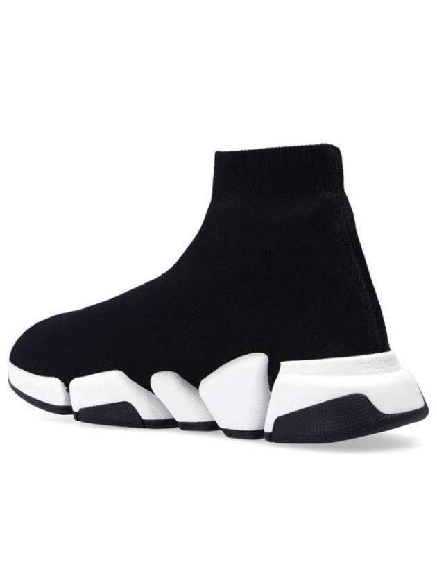 Women's Speed 2.0 Trainer Black Knit White Sole High Top Sneakers Black - BALENCIAGA - BALAAN 3