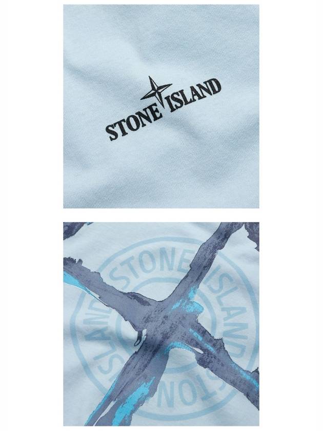 Marble Back Logo Short Sleeve T-Shirt Light Sky - STONE ISLAND - BALAAN 6