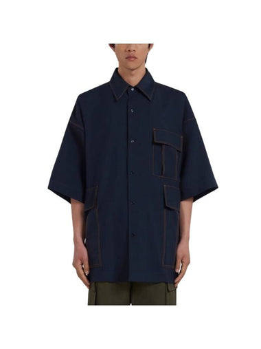 Tropical Wool Long Sleeve Shirt Blue - MARNI - BALAAN 1