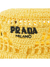 embroid logo raffia bucket hat yellow - PRADA - BALAAN.