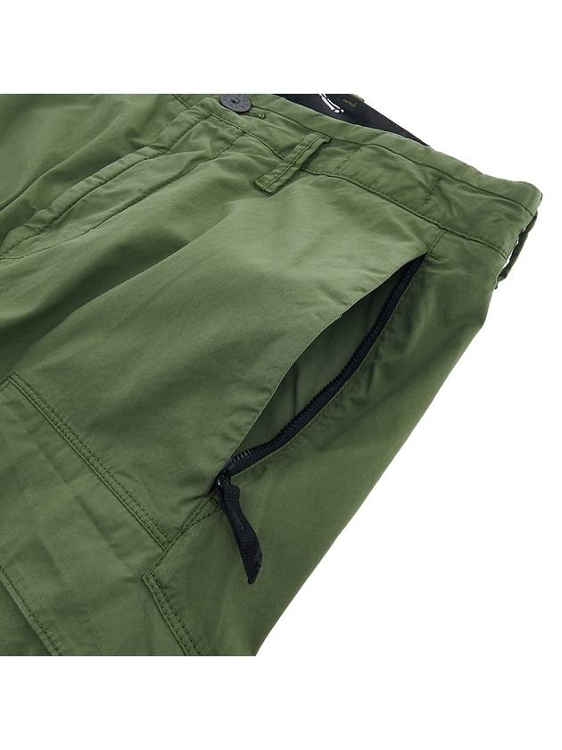 Supima Cotton Twill Stretch Cargo Pants Olive Green - STONE ISLAND - BALAAN 5