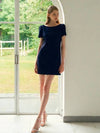 SERENA Half sleeve Boat neck Tweed Mini dress dark navy - AME - BALAAN 2