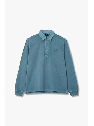 PS Happy Logo Cotton Polo Shirt Blue - PAUL SMITH - BALAAN 1