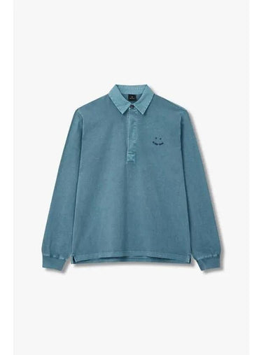 PS Happy Logo Cotton Polo Shirt Blue - PAUL SMITH - BALAAN 1