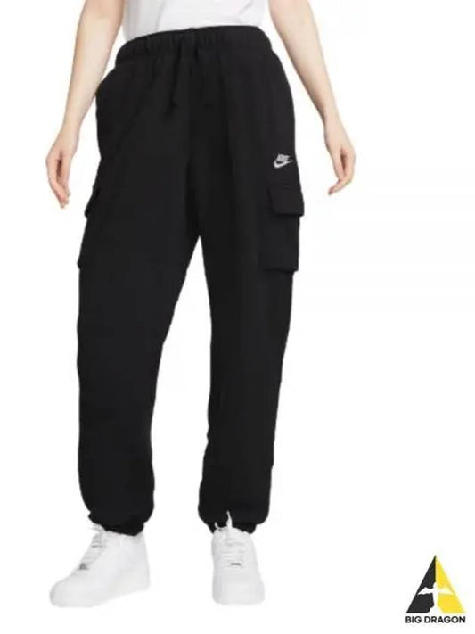 Sportswear Club Mid-Rise Oversized Fleece Track Pants Black - NIKE - BALAAN 2