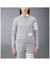 Engineered 4 Bar Stripe Loopback Jersey Knit Crewneck Sweatshirt Light Grey - THOM BROWNE - BALAAN 2