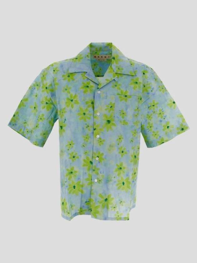 Parade Print Bowling Poplin Short Sleeve Shirt Light Green - MARNI - BALAAN 3