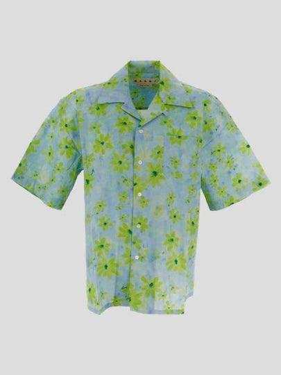 Parade Print Bowling Poplin Short Sleeve Shirt Light Green - MARNI - BALAAN 2