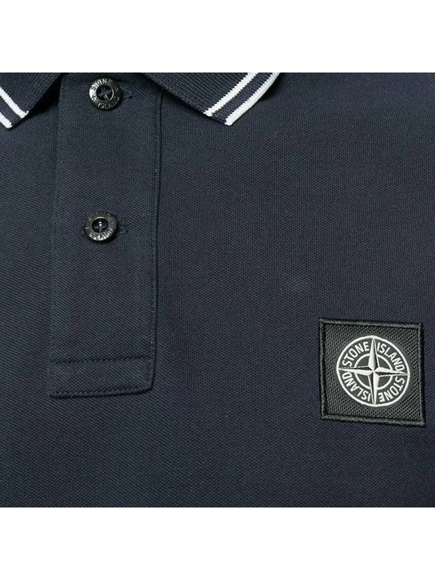 Men's Two Line Wappen Patch Cotton Short Sleeve Polo Shirt Navy - STONE ISLAND - BALAAN 4