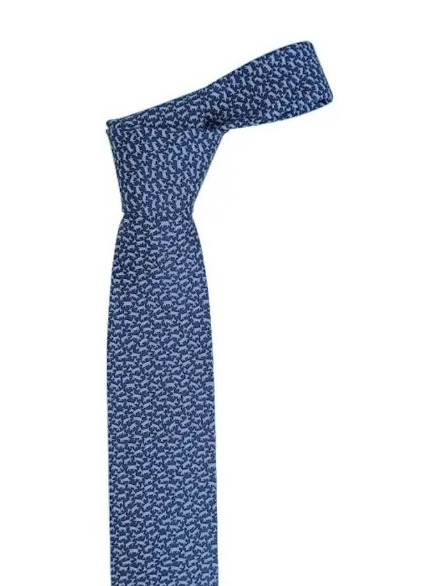 Tobia Print Silk Tie Blue - SALVATORE FERRAGAMO - BALAAN 1