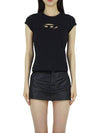 T Angie Peekaboo Logo Short Sleeve T-Shirt Black - DIESEL - BALAAN 3