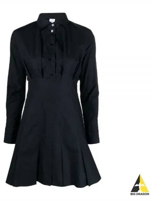 Pleated Summer Poplin Cotton Short Dress Black - PATOU - BALAAN 2