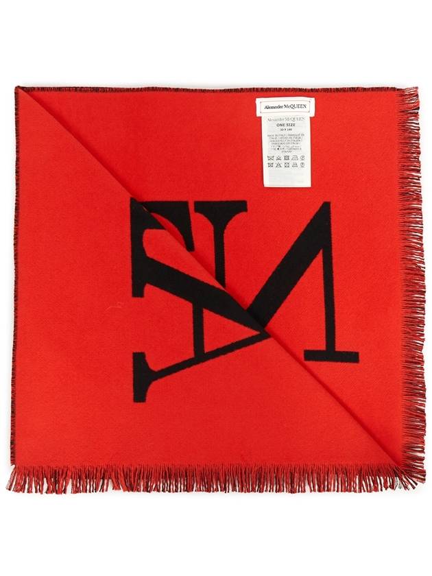 Oversized Logo Intarsia Muffler Black Red - ALEXANDER MCQUEEN - BALAAN 5