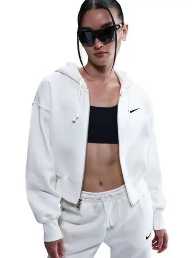 Sportswear Phoenix Fleece Crop Zip-Up Hoodie White - NIKE - BALAAN 2