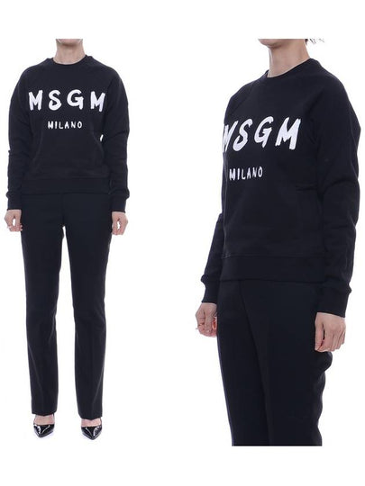 Milano Brushed Logo Print Sweatshirt Black - MSGM - BALAAN 2