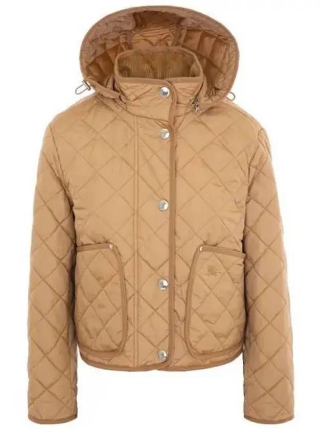 Women's Cropped Quilted Hoodie Jacket Archives Beige - BURBERRY - BALAAN 2