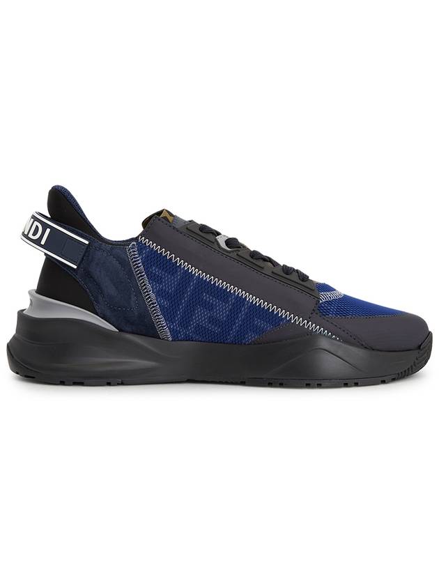 Flow FF Motif Leather Low Top Sneakers Blue - FENDI - BALAAN 5