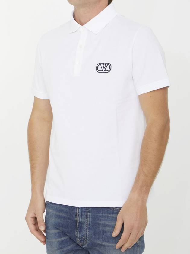 V logo signature patch cotton PK shirt white - VALENTINO - BALAAN 3