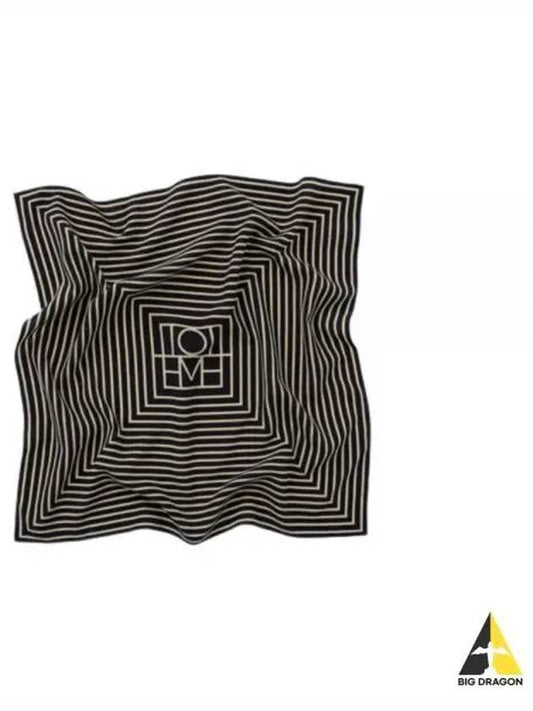 Signature Monogram Stripe Silk Muffler Black - TOTEME - BALAAN 2