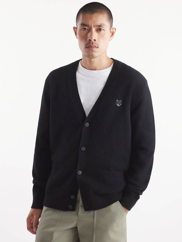 Bold Fox Head Patch Regular Lambswool Cardigan Black - MAISON KITSUNE - BALAAN 4