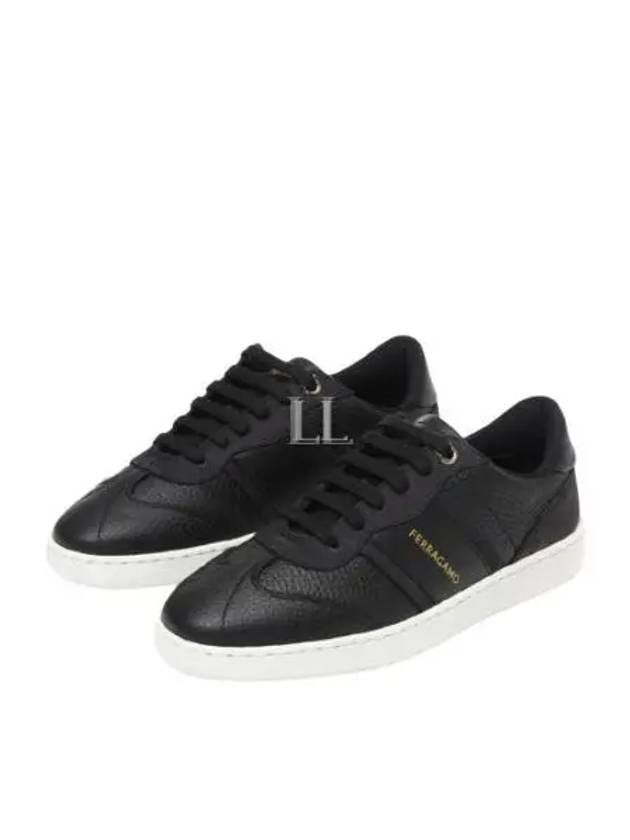 Logo Leather Low Top Sneakers Black - SALVATORE FERRAGAMO - BALAAN 2