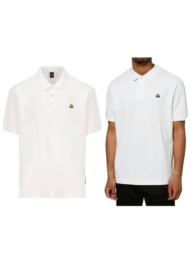 Men's Logo Patch Short Sleeve Polo Shirt White - MOOSE KNUCKLES - BALAAN 2