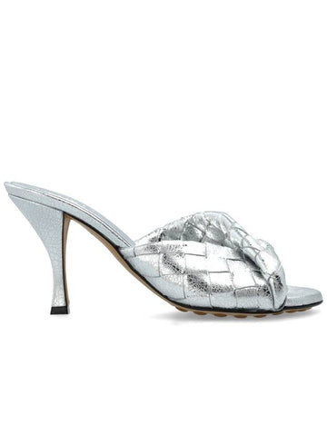 Bottega Veneta Blink Heeled Mules, Women's, Silver - BOTTEGA VENETA - BALAAN 1