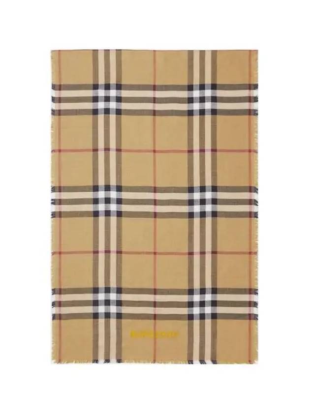 Check Wool Silk Reversible Scarf Beige - BURBERRY - BALAAN 4