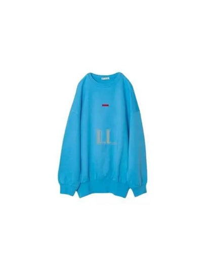 Logo Label Oversized Fit Sweatshirt Blue - MARNI - BALAAN 2