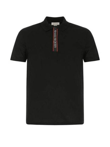 Logo Tape Polo Shirt Black - ALEXANDER MCQUEEN - BALAAN 1